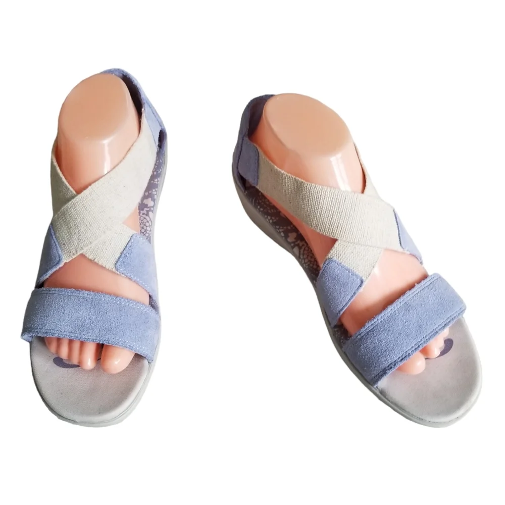 Easy Spirit Explore24 Womens Size 9.5 N Blue Strappy Low Wedge Sandals ESMATILDE_5